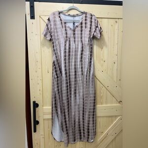 🐍 🙌Tye Dye Snake Print Maxi Short-sleeve Scoop Neck Dress